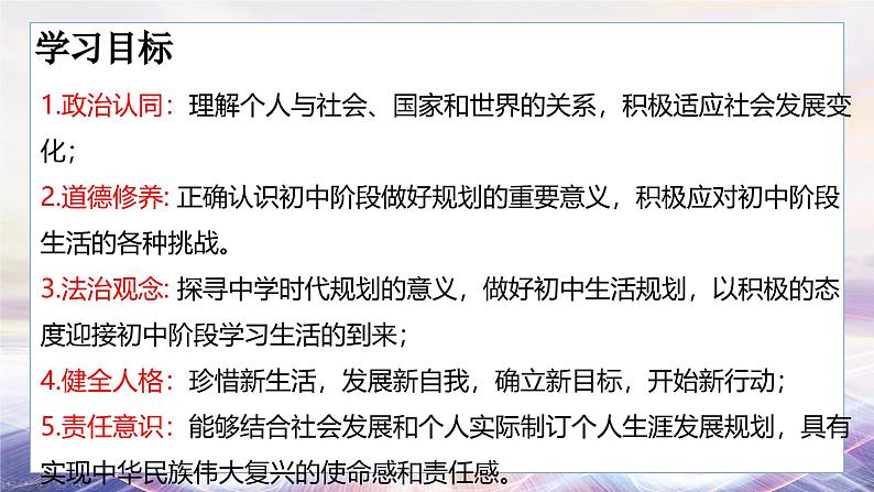 24秋·七年级道法上册（人教版）教学课件 1.第一单元  走进社会生活 1.2规划初中生活第3页