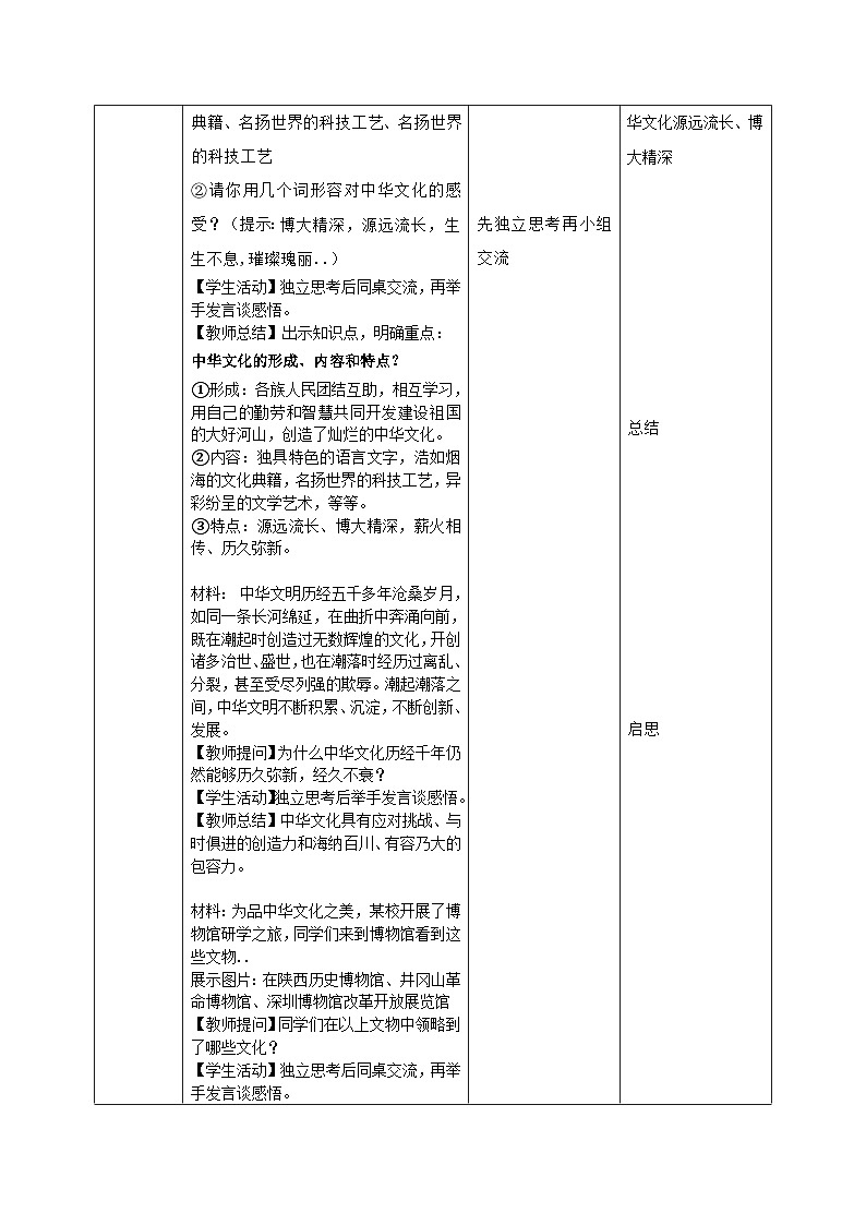 部编人教版道德与法治九上5.1《延续文化血脉》教学设计02
