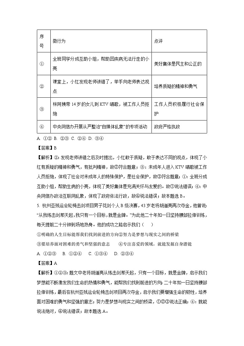 2024年山东省济宁市兖州区中考冲刺模拟道德与法治试卷(解析版)第2页
