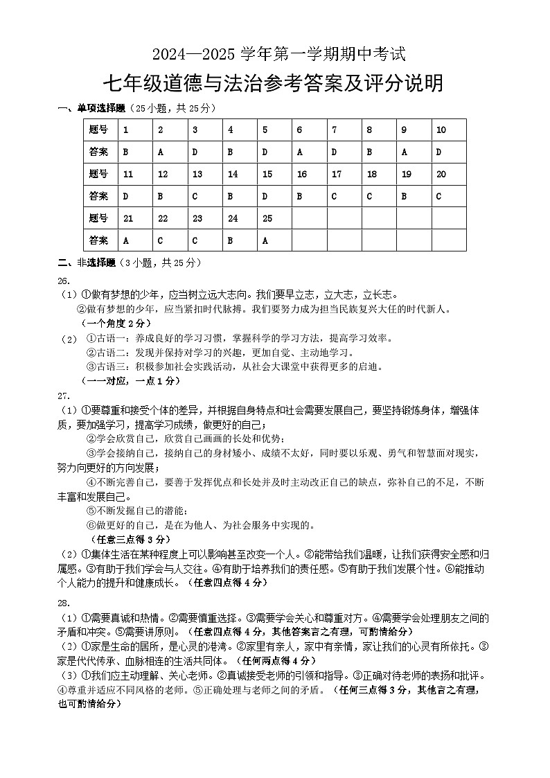 江苏省无锡市江阴市直属片区2024-2025学年七年级上学期11月期中道德与法治试题01