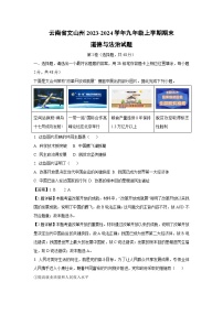 云南省文山州2023-2024学年九年级上学期期末道德与法治试卷(解析版)