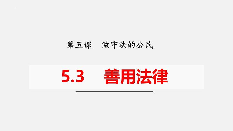 5.3 善用法律2024-2025学年部编版道德与法治八年级上册课件01