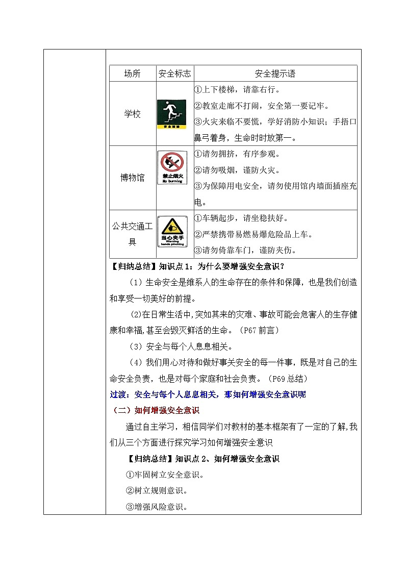9.1《增强安全意识》2024-2025学年七年级道德与法治课件+教案03