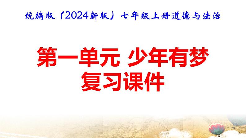 统编版（2024新版）七年级上册道德与法治第一单元《少年有梦》复习课件第1页