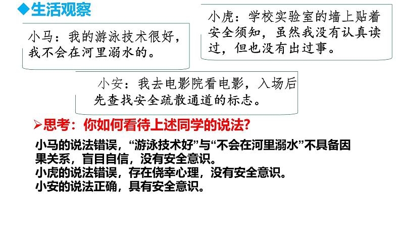 初中道德与法治人教版2024七年级上册 第三单元 珍爱我们的生命 第九课 守护生命安全增强安全意识 课件第6页