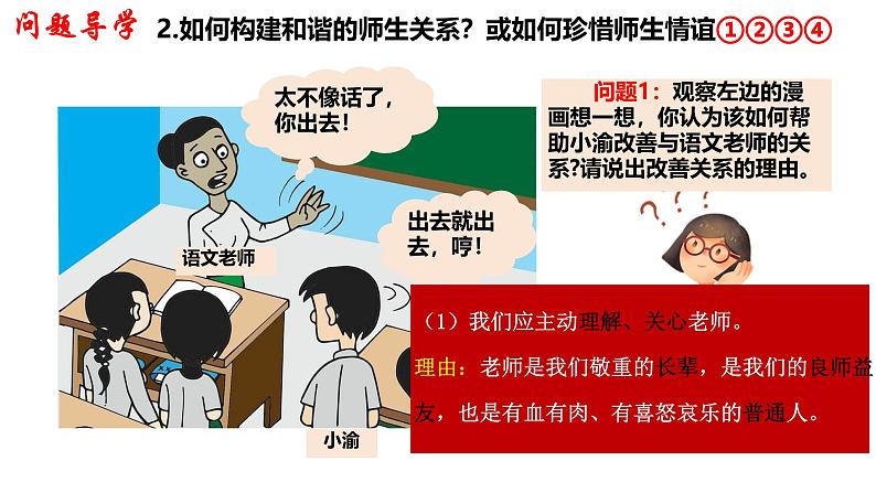 初中道德与法治人教版2024七年级上册 第二单元 成长的时空 第五课 和谐的师生关系珍惜师生情谊 课件第6页