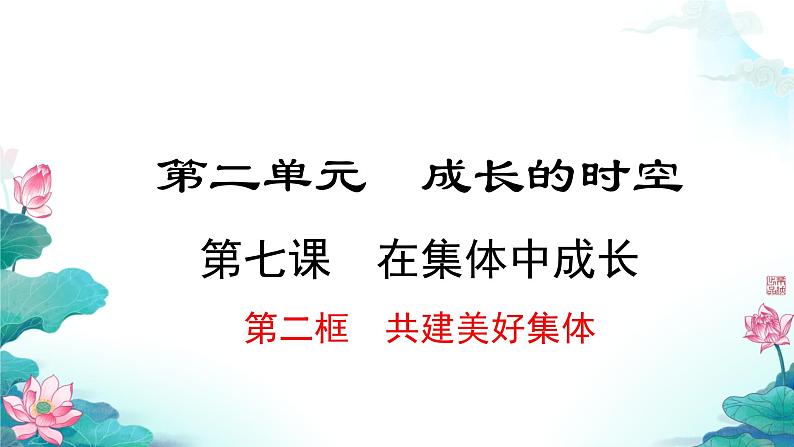 初中道德与法治人教版2024七年级上册 第二单元 成长的时空第七课 在集体中成长 共建美好集体 课件01