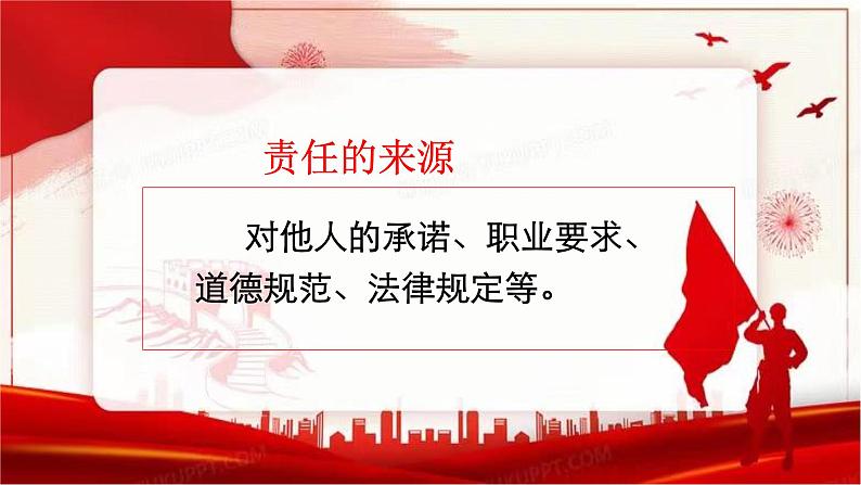 初中道德与法治人教版八年级上册第三单元 勇担社会责任第六课 责任与角色同在  我对谁负责谁对我负责 课件第6页