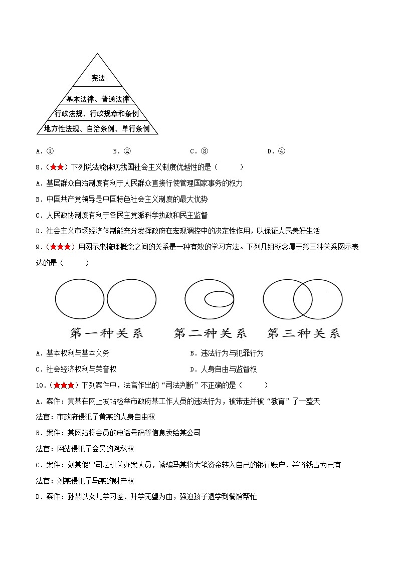 2025年中考道德与法治一轮复习考点练习八年级下册 （综合测试）（原卷版）第3页