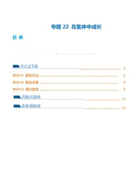 2025年中考道德与法治一轮复习考点练习专题22 在集体中成长（练习）（解析版）