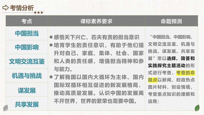 2025年中考道德与法治一轮复习考点讲练测课件专题06 世界舞台上的中国（含答案）第3页