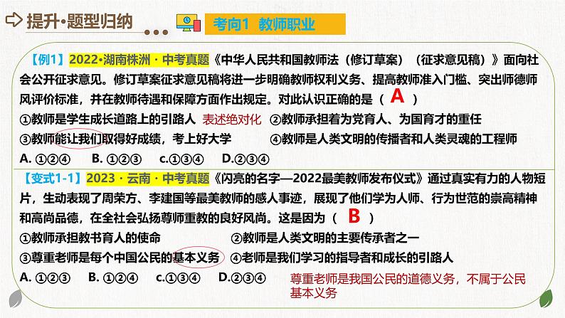 2025年中考道德与法治一轮复习考点讲练测课件专题18 师长情谊（含答案）第6页