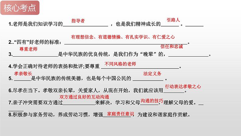 2025年中考道德与法治一轮复习考点精讲课件专题03 师长情谊（含答案）第7页