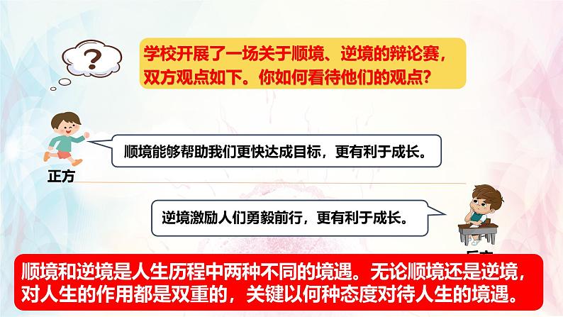 2024版道德与法治七年级上册第四单元追求美好人生第十二课端正人生态度第2课时正确对待顺境和逆境ppt第4页