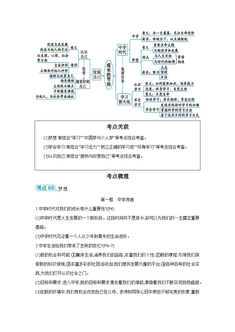 【中考考点探究】第一单元成长的节拍 （学案，含答案）-2025年中考道德与法治人教部编版一轮复习教材梳理第2页
