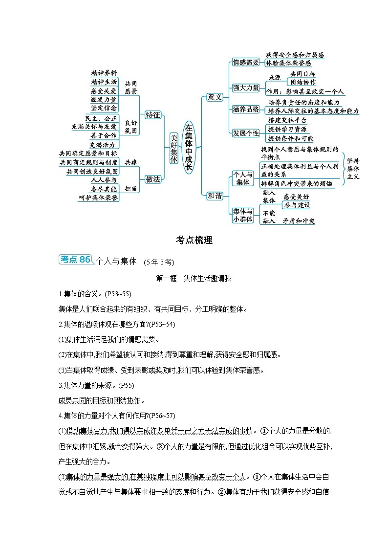 【中考考点探究】第三单元在集体中成（学案，含答案）-2025年中考道德与法治人教部编版一轮复习教材梳理第2页