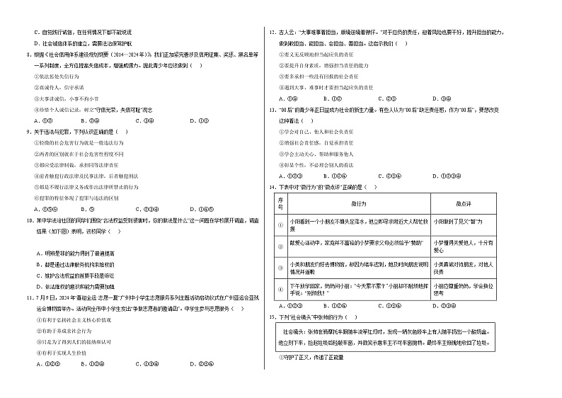 八年级道德与法治第三次月考卷（考试版A3）【测试范围：第1~3单元】（江苏专用）第2页