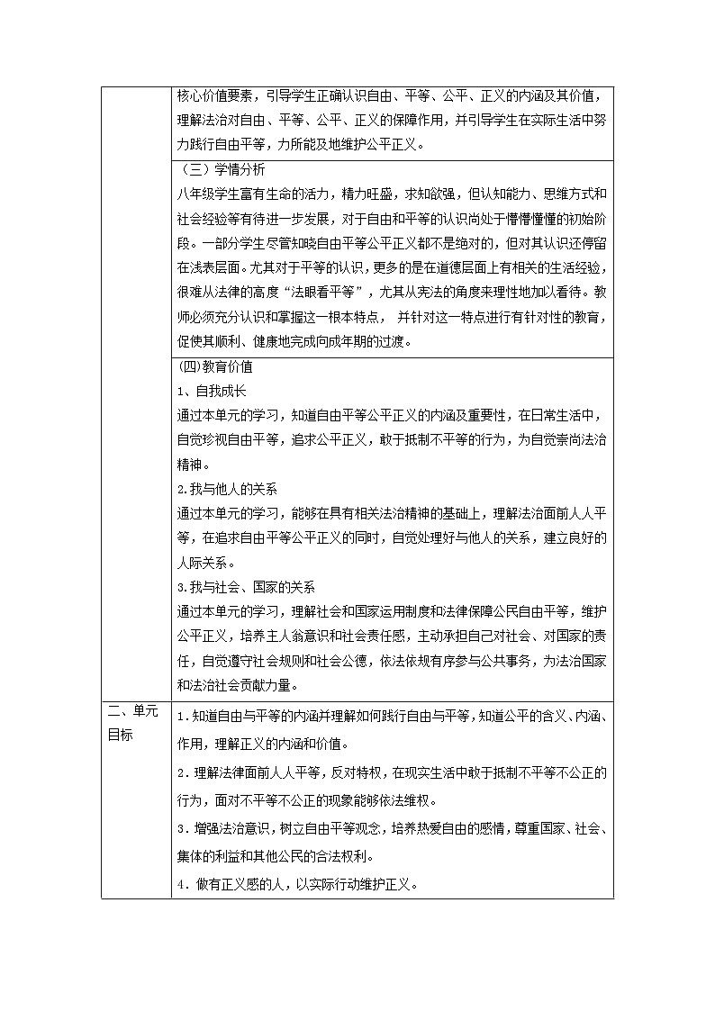 【大单元整体教学】统编版道德与法治八年级下册第四单元 崇尚法治精神 整体教学设计第2页