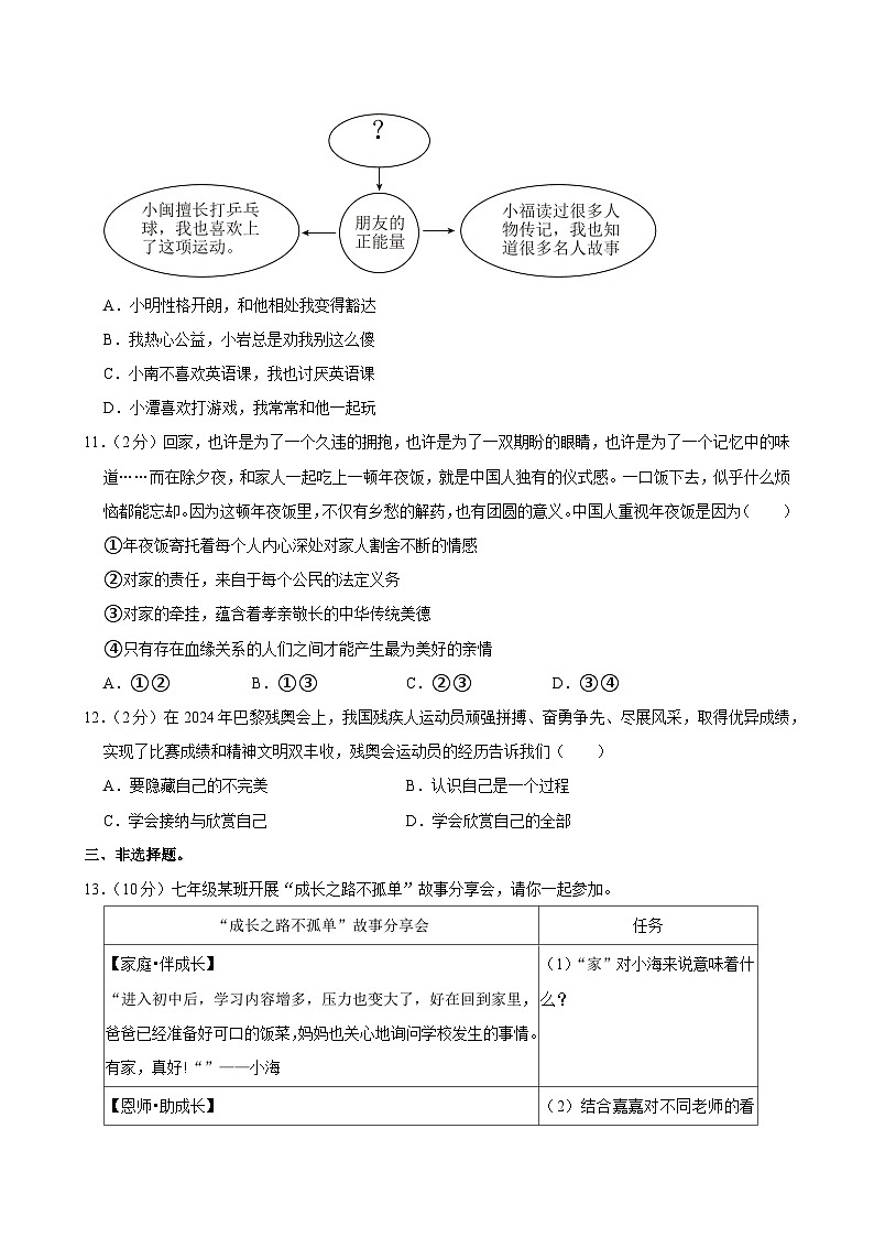 浙江省温州市龙湾区多校2024-2025学年七年级上学期期中联考道德与法治试卷第3页