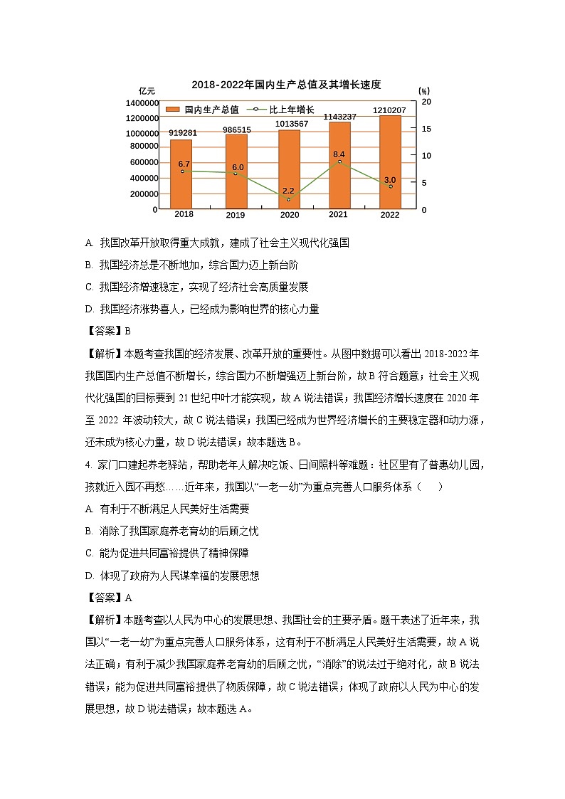 2024年2023~江西省景德镇市九年级上学期期中道德与法治试卷(解析版)第2页