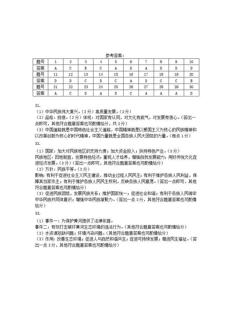 1_2024年12月10日月考政治-答案第1页