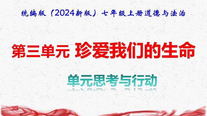 统编版（2024新版）七年级上册道德与法治第三单元 珍爱我们的生命 单元思考与行动 课件第1页