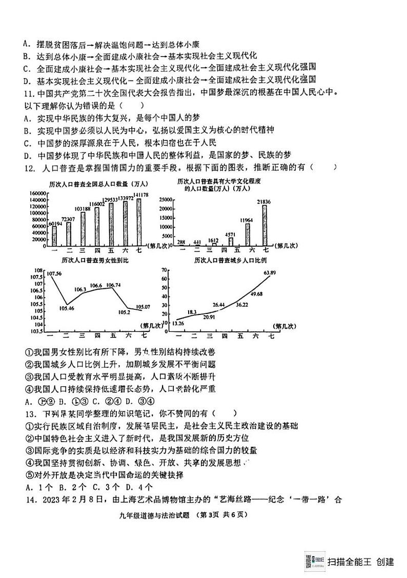 山东省聊城市东昌教育集团四校联考2024-2025学年九年级上学期12月月考道德与法治试题第3页