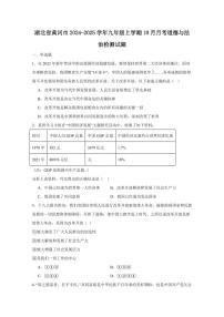 湖北省黄冈市2024-2025学年九年级上学期10月月考道德与法治检测试题（含答案）