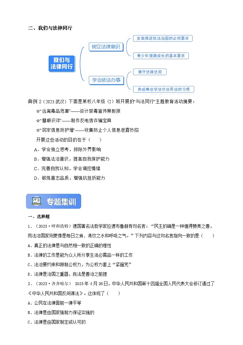 专题八 走进法治天地-【新课标·新思维】2025年中考道德与法治一轮复习学案（含解析）第3页