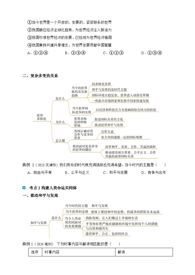 专题二十一 我们共同的世界（含解析）-【新课标·新思维】2025年中考道德与法治一轮复习学案（含解析）第2页