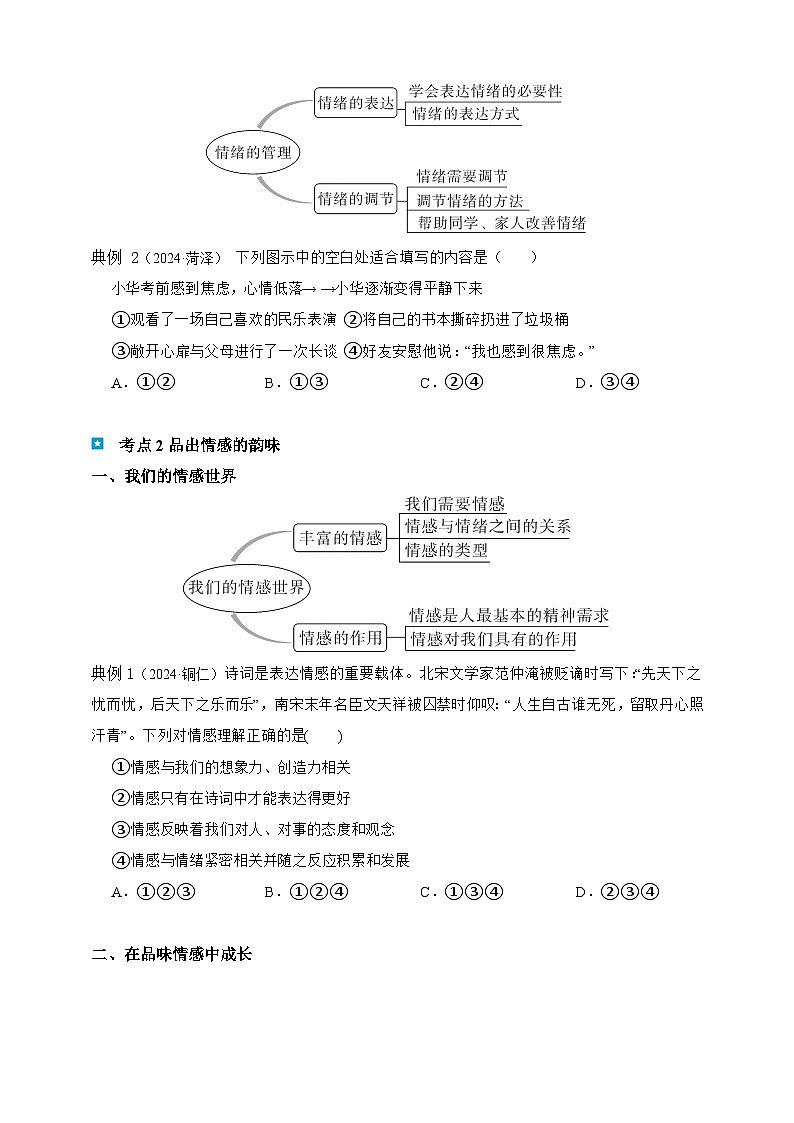 专题六 做情绪情感的主人-【新课标·新思维】2025年中考道德与法治一轮复习学案（含解析）（含解析）第2页