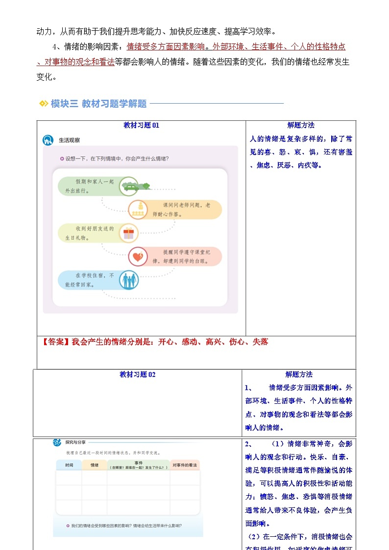 【寒假预习】人教版2024七年级上册寒假新学期预习第04讲  揭开情绪的面纱（预习）讲义（解析版）第2页