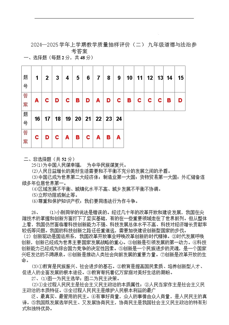 云南省曲靖市罗平2024-2025学年九年级上册第二次月考 云南省曲靖市罗平2024-2025学年九年级上册第二次月考答案第1页