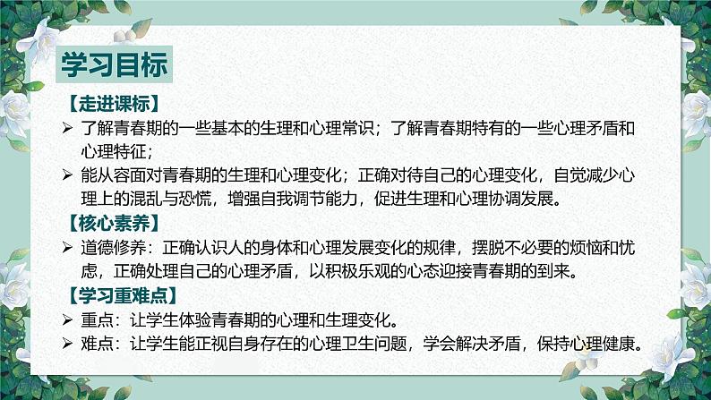 【核心素养目标】部编版（2024）七年级下册 1.1 青春的邀约（课件）第2页