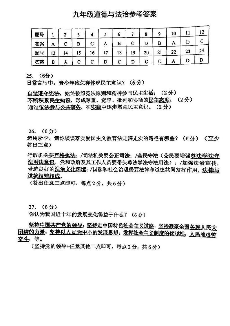 天津市河东区2024-2025学年九年级上学期期末道德与法治试题（解析版）第1页