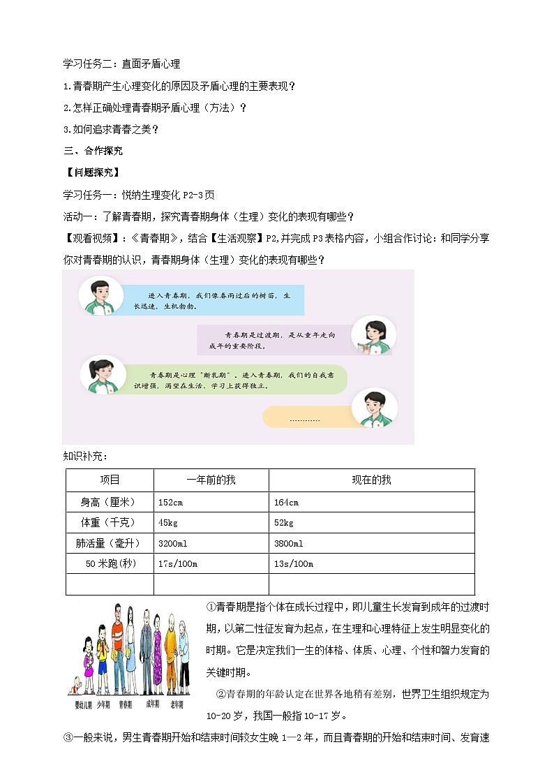 【新教材】1.1青春的邀约 教案第2页