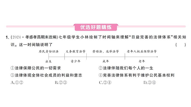 初中道德与法治新人教版七年级下册第四单元第九课第一课时 日益完善的法律体系作业课件2025春第5页