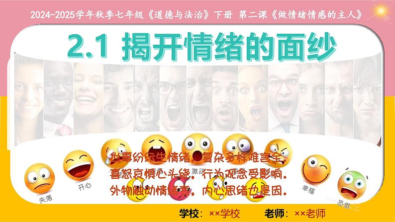 2.1 揭开情绪的面纱（课件）2024-2025学年七年级道德与法治下册统编版第1页