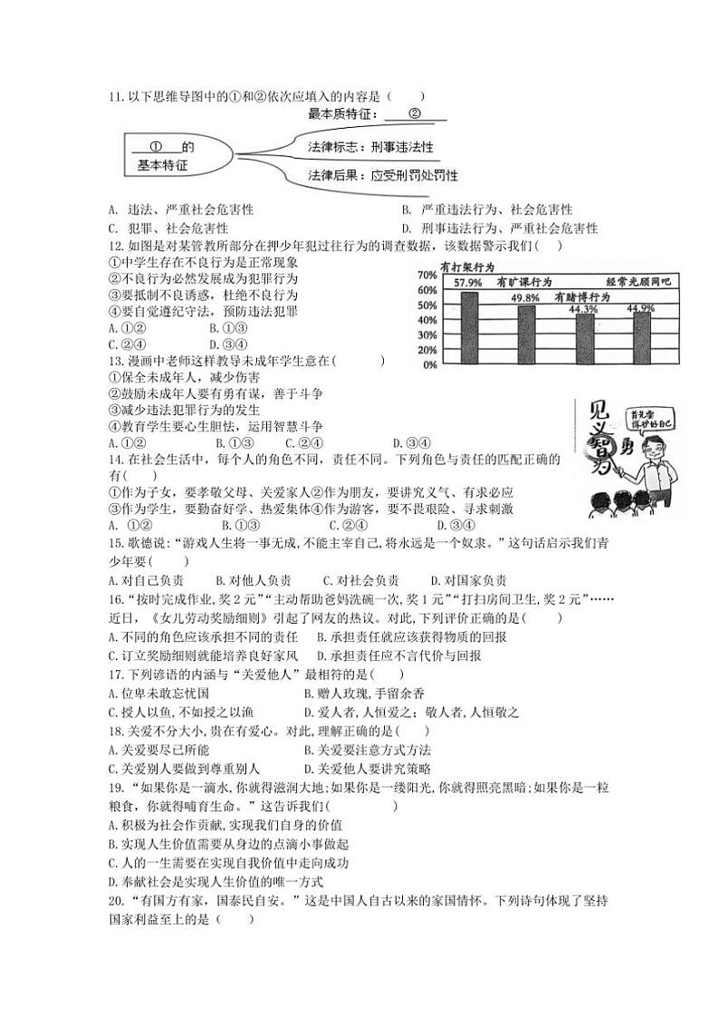 2024～2025学年江苏省扬州市邗江区八年级上期末政治试卷(含答案)第2页