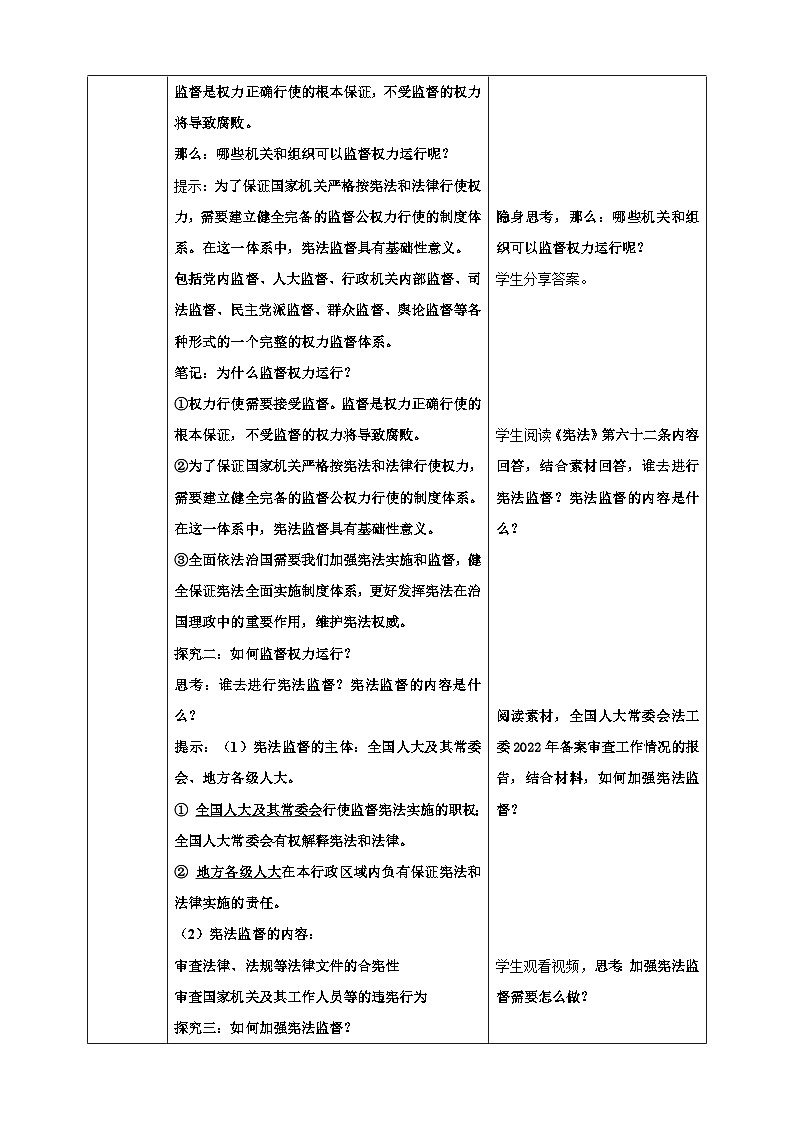 2.2加强宪法监督  教案 -2024-2025学年统编版道德与法治八年级下册第2页