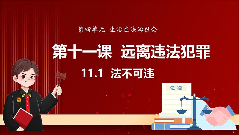 统编版道德与法治（2024）七年级下册 11.1 法不可违 （课件）第1页