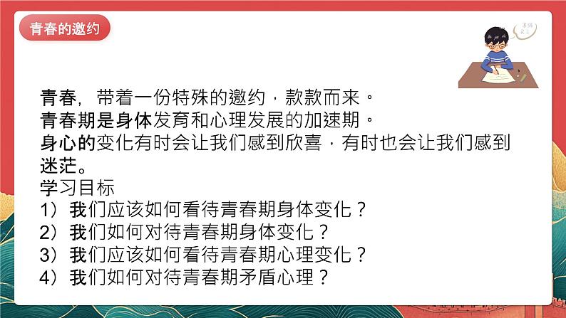 人教部编版（五四制）道法七年级全册 1.1《青春的邀约》课件练习题第2页