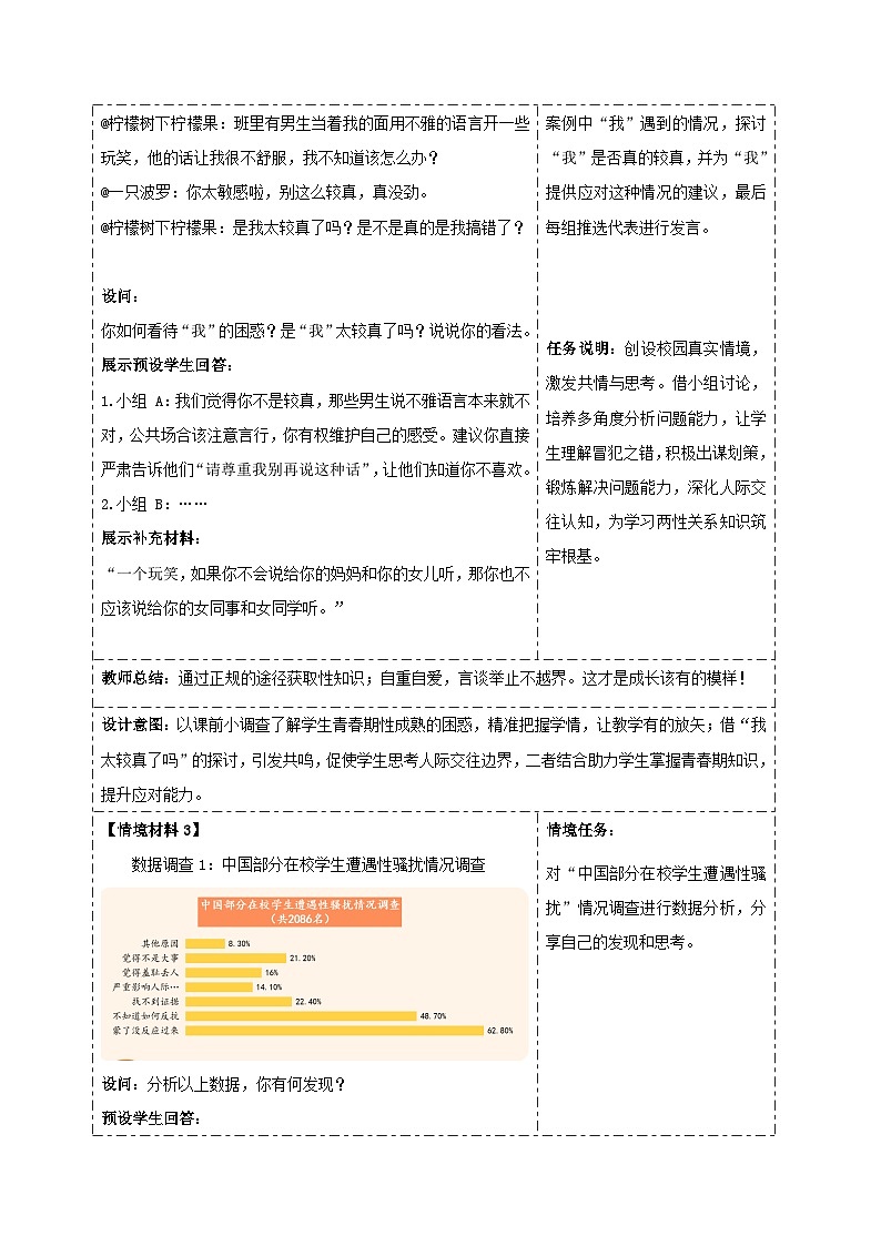 《学会自我保护》教学设计 道德与法治人教版（2024）七年级下册第3页