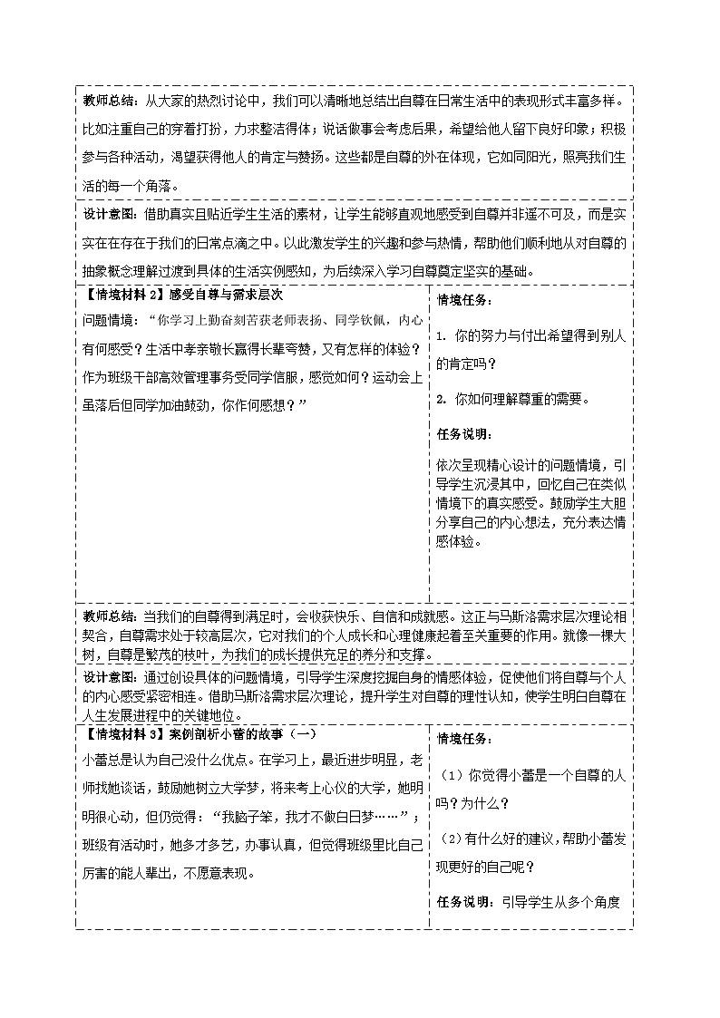 人须有自尊 教案 道德与法治人教版（2024）七年级下册第3页