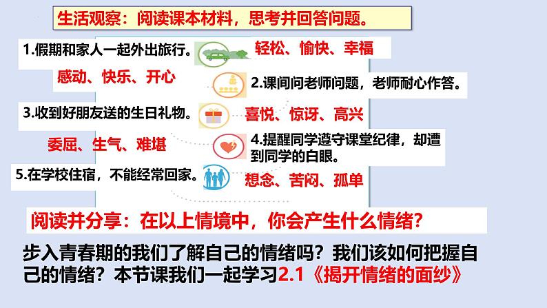 2.1 揭开情绪的面纱 课件-2024-2025学年统编版道德与法治七年级下册第3页