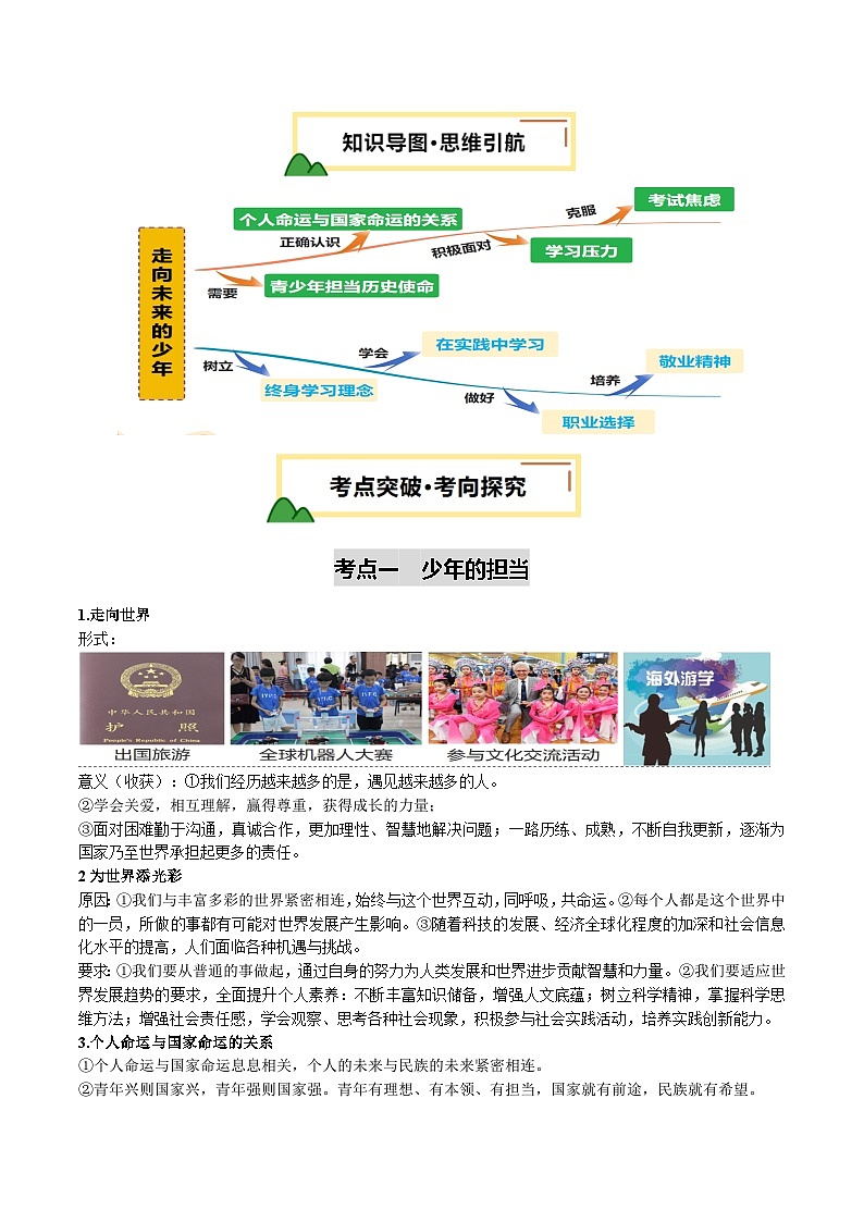 2025年中考道德与法治一轮复习 专题07 走向未来的少年 讲义第3页