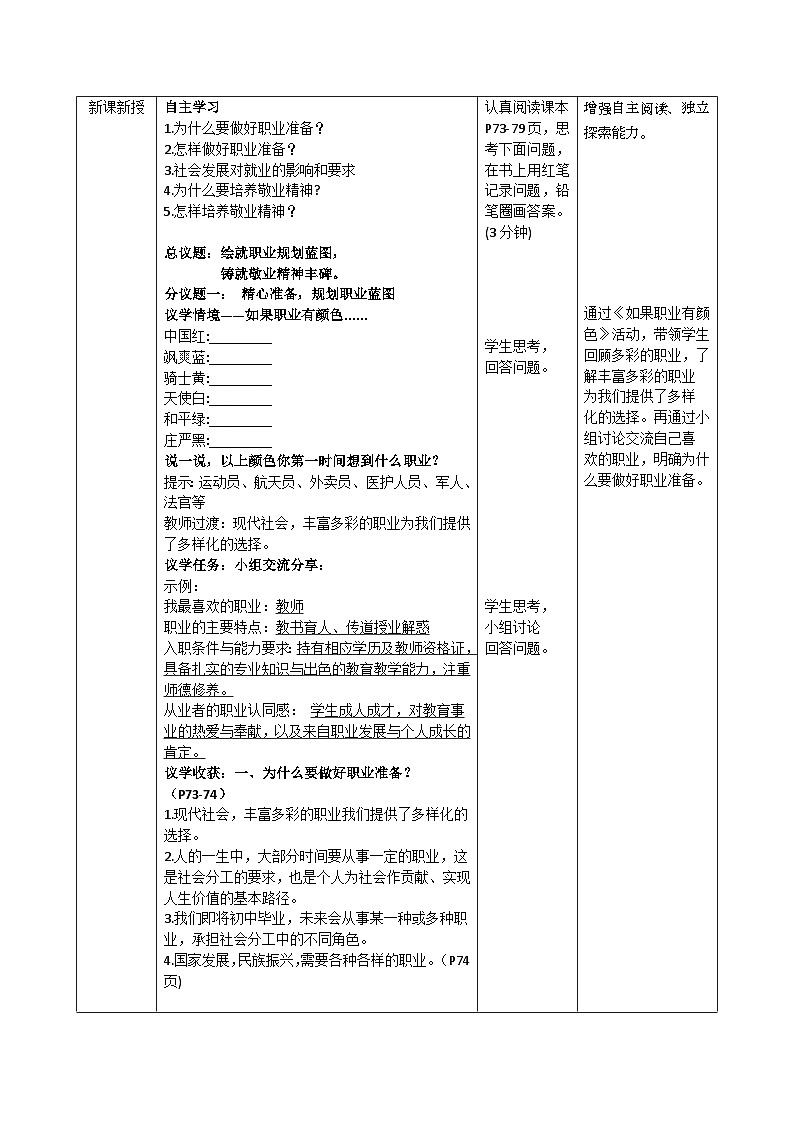 6.2《多彩的职业》教案_ -2024-2025学年统编版道德与法治九年级下册第2页