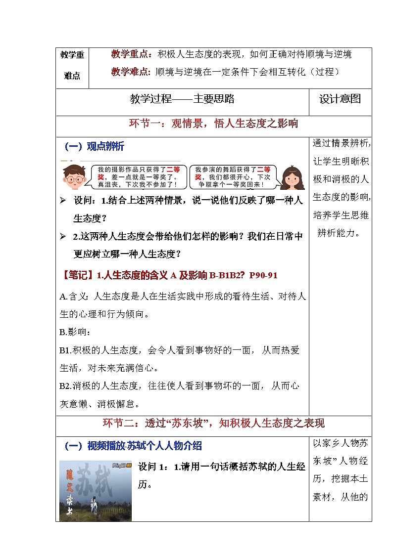 第十二课 端正人生态度（教学设计）第2页