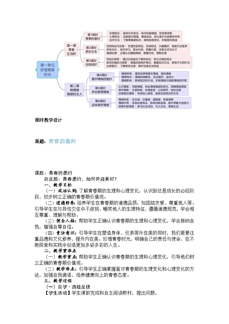 七下1.1 青春的邀约 教案第2页