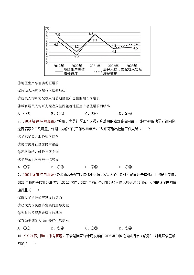 2024年全国中考道德与法治真题分类汇编：专题17  富强与创新（原卷版）第3页